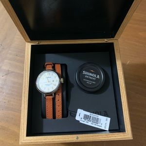 Shinola Birdy leather double wrap